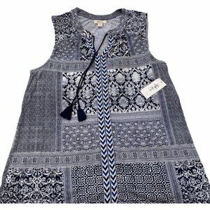 Style&Co Women’s Top Tank in Ind Blue Combo. 0X